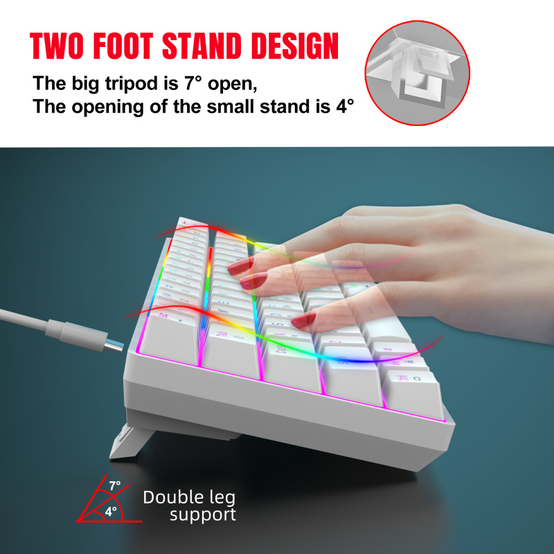 V900RGB 61 key mechanical keyboard hot swappable red axis dual color injection molded keycap dazzling light compact design